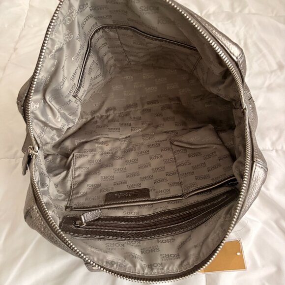 Michael Kors Leather Astor Studded Satchel Gunmetal Large Handbag - Picture 5 of 11